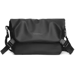 ショルダーバッグ メンズ ブラック 黒 撥水 防水 斜めがけ キャリーオン 旅行 旅行バッグ メッセンジャーバッグ メッシュ バックル 仕切り ファスナー 軽量 大容量 大きめ スクエア ポケット多め 無地 シンプル 普段使い 横長 肩掛け A1053 ①