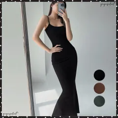 キャミワンピースロング丈ボディコンワンピハイウエスト セクシー ワンピース レディース ノースリーブ タイトワンピ春夏 着やせストレッチインナーワンピース 無地キレイめワンピース 細身大人ワンピース キャミワンピ韓国風