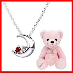 【送料無料 】01月誕生石 ガーネット・ピンクベア [シアーズ] クレセントムーン ネックレス レディース 天然ダイヤ×1月 誕生石 ガーネット シルバー ピン