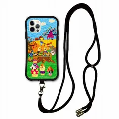 [iPhone15 Plus] スマホショルダー付 iPhone14 i-coronケース アイフォン15 14 Plus 13 Mini 12 11 スマホケース カバー ショルダーストラップ 肩掛け 斜め掛け アニマル柄 リス キノコ 秋の収穫祭