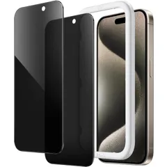 【在庫処分】Max） Pro プライバシー液晶保護フィルム 覗き見防止 6.7インチ用（15 強化ガラスフィルム iPhone15ProMax ガイド枠付き JEDirect 2枚セット