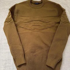 メンズデザイン織ニット Mサイズ 細身 ブラウン