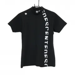 【超美品】デサントゴルフ 半袖ハイネックシャツ 黒×白 ナイロン混 中田英寿 メンズ M ゴルフウェア DESCENTE