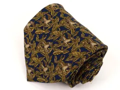 サルヴァトーレフェラガモ ブランドネクタイ 総柄 動物柄 高級 イタリア製 メンズ ネイビー Salvatore Ferragamo 【中古】