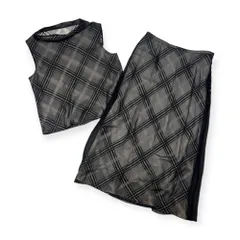 上下 Leilian レリアン セットアップ チェック ノースリーブ トップス スカート 9/レディース