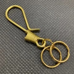 カラビナツリバリフック コイル巻き ゴールド 真鍮製 キーリング ブラス