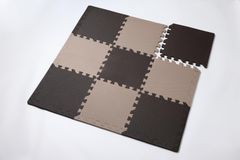 ユノックス【抗菌加工】約30cm ジョイントマット 9枚set ふち付きBR(ブラウン)5枚/BE(ベージュ)4枚
