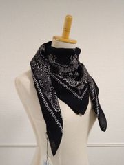 【新品未使用】destin JUDY CARRE BANDANA デスティン ジュディー カレ バンダナ ブラック  ITALY ウール スカーフ ストール