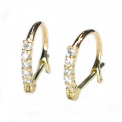 K10 10金 ゴールドピアス レディース 0.1ct ダイヤ ハーフエタニティ フープピアス （イエローゴールド）　フープピアス 10k