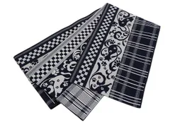 着物美人 送料込み 浴衣帯 長尺 日本製 半幅帯 細帯 四寸帯 夏帯 帯 浴衣帯黒 半幅帯黒 浴衣帯グレー 半幅帯灰 浴衣帯猫 半幅帯猫 浴衣帯くすみ 半幅帯くすみ 浴衣半幅帯 浴衣帯女性 半幅帯女性 浴衣帯女の子【 黒 グレー 市松縞と猫 】m461250k