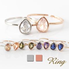 指輪 レディース リング カラーストーン ドロップ 重ね付け 華奢 ジルコニア CZ ダイヤ 18金 18k コーティング ピンクゴールド シルバー ホワイトゴールド K18GP　【商品番号：r4950】