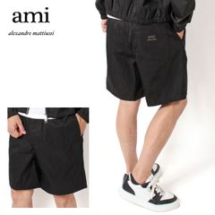 25SSモデル アミ アレクサンドル マテュッシ AMI Alexandre Mattiussi ナイロン+コットン テクニカルツイル ショートパンツ【001 BLACK】 HSO304.PA0007 001