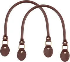 PH PandaHall 2本 レザー持ち手 バッグの持ち手 かばんの取っ手 バッグストラップ 縫製スタイル DIY 修理 交換用 ビジネスバッグ ハンドル 手作り素材 材料 長さ約50cm 茶色( ブラウン)