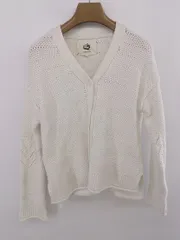 ◇ ◎ ONIGIRI COMME CA ISM コムサイズム コットン 長袖 ニットカーディガン サイズL ホワイト レディース E  【1305090000909】