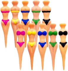 レディー セクシー 面白グッズ ゴルフ用品 ティー 5色10本セット ジョーク ギフト プレゼント ビキニ コンペ 景品 小物 うけ狙い ゴルフティー プラスチック ブラック ピンク VIEAURA イエロー ブルー グリーン
