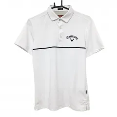 ★SALE価格★【美品】キャロウェイ レッドレーベル 半袖ポロシャツ 白 総柄地模様 胸元ライン メンズ M ゴルフウェア Callaway