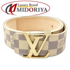 LOUIS VUITTON ルイヴィトン ダミエ アズール ベルト サンチュールLVイニシアル M9609U 90/36 ホワイト レディース/181630【中古】