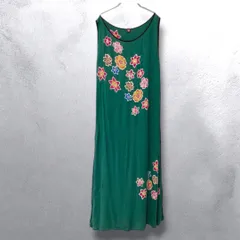 Amina アミナコレクション チャイハネ エスニック ノースリーブ ワンピース　ロング　グリーン　緑　花柄　民俗　パイピング