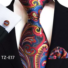 ネクタイ ポケットチーフ ハンカチ カフスボタン　カフス 3点セット　結婚式　成人式 イベント パーティー ダンスパーティー 卒業式 入学式 入社式 ペイズリー ブラック　レッド　ブルー　ゴールド　イエロー　シルバー　ホワイト色 スーツ ワイシャツ 格安 小物