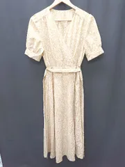 ◇ ◎ ViS ビス 総柄 半袖 ロング ワンピース サイズM マスタード ライトベージュ系 レディース P  【1406240048670】