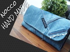 No.663【DENIM✖️Long Wallet】デニムリメイク長財布👖ヒッコリーストライプ♪