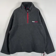 古着 90's/90年代 トミーヒルフィガー TOMMY HILFIGER フリースジャケット ハーフジップ ワンポイント フラッグ L  ダークグレー メンズ