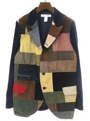 COMME des GARCONS SHIRT コムデギャルソンシャツ 15AW レザーパッチワーク コーデュロイジャケット ネイビー×マルチカラー Mのサムネイル