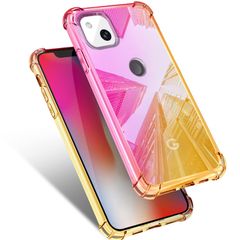 【新着商品】薄型 薄型 軽量 TPUバンパー 取り出し易い 全面保護 透明 カバー グラデーション 光学メッキ加工 耐衝撃 おしゃれ クリア 擦り傷防止 指紋防止 ケース ストラップホール付き 4A スリム Pixel ピンク/ゴールド Google MJJ-
