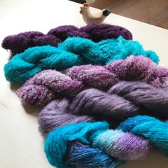 手染め毛糸＊ハンドメイド素材＊コバルトブルー＆パープル系セット