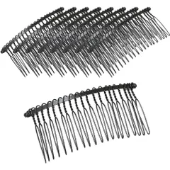 【在庫セール】10個セット 20本足 ブラック ヘアアクセサリー パーツ ヘアーコーム ワイヤーコーム ヘアコーム 黒 DIY 手作り アクセサリーのサムネイル