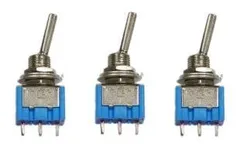 【在庫セール】ギター/エフェクター/電子回路用 ミニスイッチ ON-ONタイプ １回路２接点３ピン ブルー (３個セット)