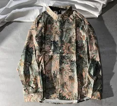 K《新品未使用》花柄ぼかしプリント長袖シャツ アート感×レトロゆったり