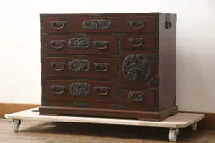 ★事前問合せ必須★ 仙台小箪笥 和製ビンテージ 高級 伝統工芸品 欅 ケヤキ材 漆塗り 荘厳 立派 仙台箪笥 和タンス 収納箪笥 時代たんす サイドチェスト 引き出し ヴィンテージ リペア+発送まで3週間前後 R-070173