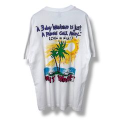 90s "WHY WORK?" Print T-Shirt Made in USA 【XL】 90年代 Tシャツ USA製 アメリカ製 シングルステッチ コットン 白 ホワイト 面白い系 オールドサーフ