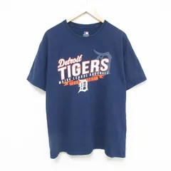 XL/古着 半袖 Tシャツ メンズ MLBデトロイトタイガース クルーネック 紺 ネイビー メジャーリーグ ベースボール 野球 25jul15 中古