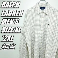 【US古着】RALPH LAUREN　ラルフローレン　CLASSIC FIT　長袖チェックシャツ　グラフチェック柄　メンズ　サイズ表記XL　2XL相当　ホワイト×レッド×ネイビー