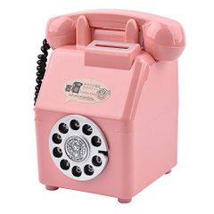 【人気商品】おもちゃ レトロ ATM 80’s 昭和 雑貨 ダイヤル式 500円玉 (ピンク) 公衆電話 貯金箱