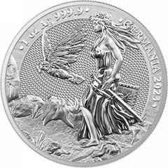 ブリタニア女神とエリザベス2世女王の2ポンド 大きめの銀貨 2003年