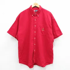 XL/古着 ラルフローレン チャップス 半袖 ブランド シャツ メンズ 90s ワンポイントロゴ コットン ボタンダウン 赤 レッド 25jun11 中古 ト