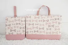 【即納】レッスンバッグ２点セット(ナチュラルリボン×ピンク)