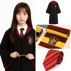 【新品未使用】ハリーポッター グリフィンドール ローブ コスチューム 3点セット ネクタイ マフラー Lサイズ 新品未使用 ハロウィン USJ 学園祭 即発送 送料無料 男女兼用 コスプレ衣装 115