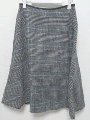 ◇ ROPE ロペ チェック ロング フレア スカート 38 ブラック ホワイト ブルー *  【1002798824294】