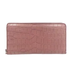 新品同様 グッチ 374850 クロコダイル シルバー金具 パープル ラウンドファスナー 長財布 0421 GUCCI