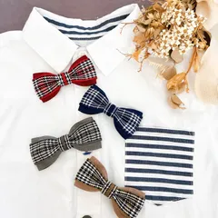 【匿名配送】ベビーからキッズ蝶ネクタイ　チェック柄　七五三　結婚式　発表会　卒園式　入園式　写真撮影