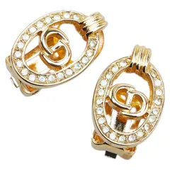 ディオール CDロゴ ゴールド メッキ ラインストーン レディース Dior【1-0194751】