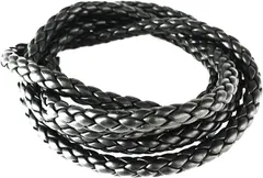 EXDUCT レザー 5mm 黒 ハンドメイド 手芸 パーツ アクセサリー 組紐 ビーズ ブレスレット( φ5mmx5m,  φ5mmx5m)