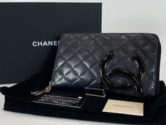 CHANEL シャネル カンボンライン ラウンドファスナー オーガナイザー 長財布 黒