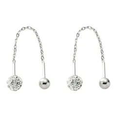 【シルバー×5mm】[Cream dot. クリームドット公式] ステンレス製 金属アレルギー つけっぱなし サージカルステンレス アメリカン 両側 ネジロック式 ボールキャッチ パヴェ ビジュー 揺れる 3サイズ 