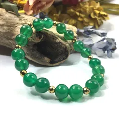 パワーストーン ブレスレット 緑瑪瑙 天然石ブレス （ゴールドヘマタイト）レディース 女性  数珠ブレス 開運 プレゼント ギフト  [n]