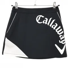 キャロウェイ スカート 黒×白 ビッグロゴ 内側インナーパンツ ウエスト一部ゴム レディース S ゴルフウェア Callaway